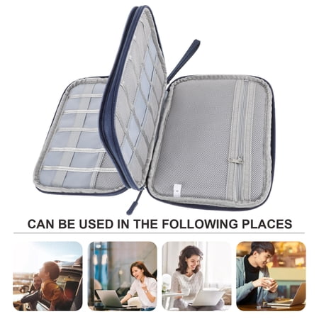 SOPOTUTU Navy Electronic Organizer Bag Travel Accessories Storage Portable and Multi-Compartment for Electronics and Cables