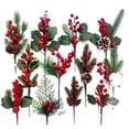 thumbnail image 2 of Rama de bayas rojas artificiales de Navidad, copo de nieve, pino, aguja, ramas de cono de pino para Navidad, guirnalda DIY, suministro de decoración de Noel, 1 ud., 2 of 4