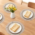 thumbnail image 2 of Farmhouse Placemats Set of 6 Round Placemats for Dining Table Decor Indoor Kitchen Table Mat White Pom-Pom 15x15inch, 2 of 6