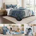thumbnail image 6 of Twin Quilt Set 68''x86'', Blue Grey Lightweight Summer Bedspread Coverlet Set with 2 Pillow Shams, Modern Oil Painted Abstract Art Breathable All Season Quilt Bedding for Dorm/Bedroom, 6 of 9