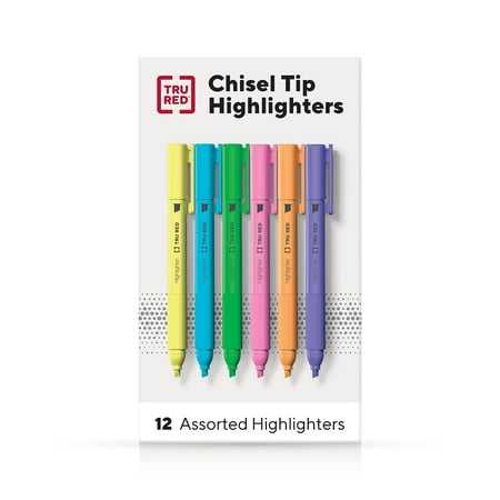 UPC: 0718103316743 | TRU RED Pocket Highlighter with Grip Chisel Tip Asst 12/Pack TR54586