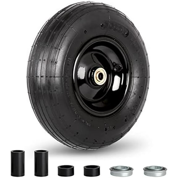 4.00-6 Tire and Wheel, 13" Wheelbarrow Pneumatic Tire, 5/8" & 3/4" Bearings, 1.75-6" Centered Hub,Sealed Bearings for Wheelbarrows Trolley Dolly Garden Wagon Cart Wheel Replacement