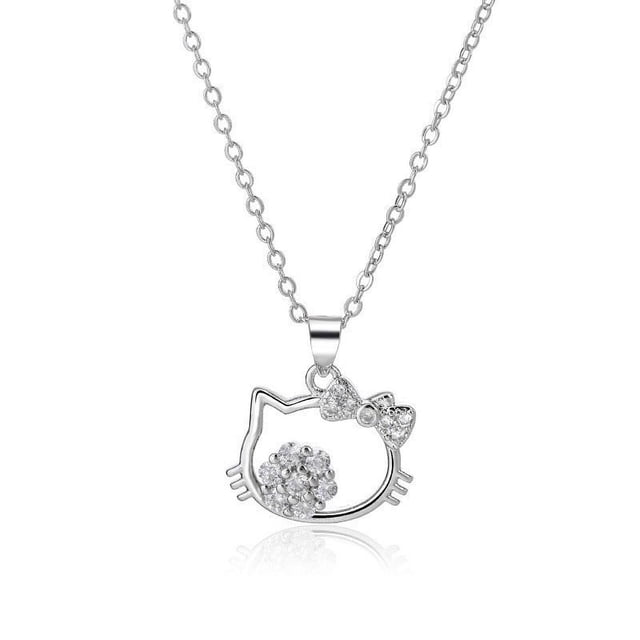 Collar de diamantes con forma de gato de dibujos animados, cadena de clavícula con diseño de nicho, estilo moderno, para chica, estudiante, novia, cadena de lana