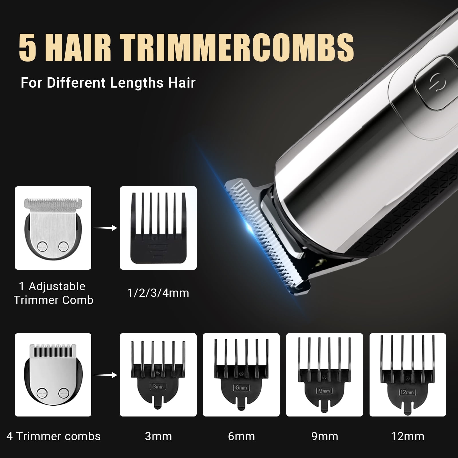 Taylarm Beard Trimmer for Men, 5-in-1 Hair Clippers Grooming Shaving Kit T-Blade Trimmer Electric Shaver Razor Nose Hair Trimmer Hair Cutting Kit, Gifts for Men Husband Father