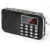 Mini Portable Radio FM Pocket Radio with LED Flashlight, Digital Radio Speaker Support Micro SD/TF Card/USB