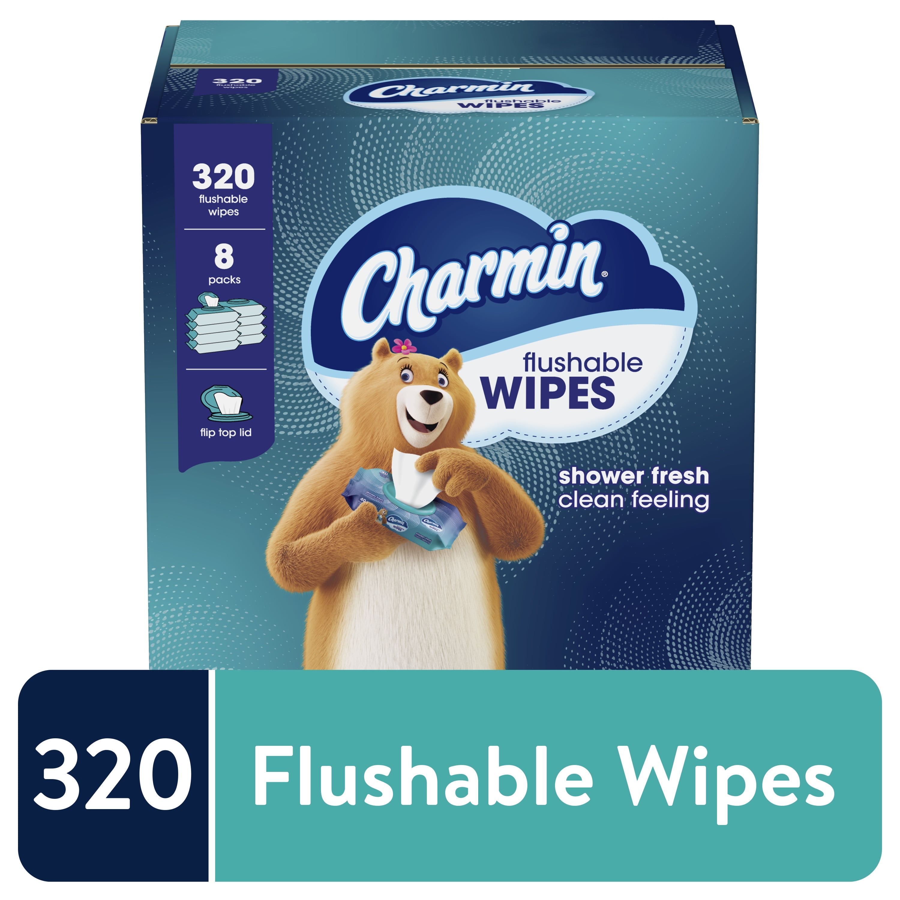 Charmin Flush Wipes, 320 Flushable Wipes, 8 Count 