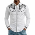 thumbnail image 4 of IWRICH Men's Western Cowboy Shirt Long Sleeve Printed Shirt Slim Fit Casual Button down Shirt White XL, 4 of 4