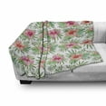 thumbnail image 2 of Luau Soft Flannel Fleece Throw Blanket, Print of Hawaiian Hibiscus Monstera Palm Leaves Blossoming, Cozy Plush for Indoor and Outdoor Use, 70" x 90", Vermilion Hot Pink, by Ambesonne, 2 of 5