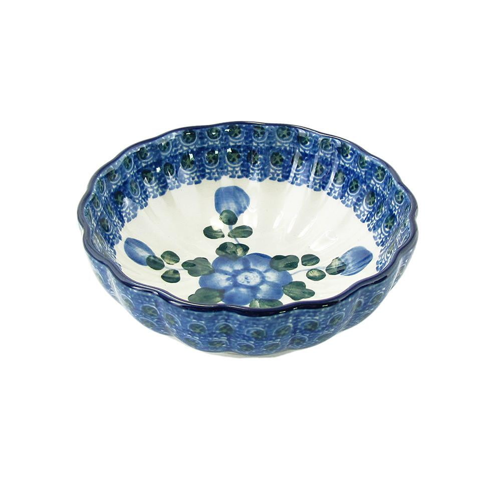 Polish Pottery 4.5'' Fluted Dessert Dish Handmade Boleslawiec StoNeware Pattern 023-163 by Polish Pottery Ceramika