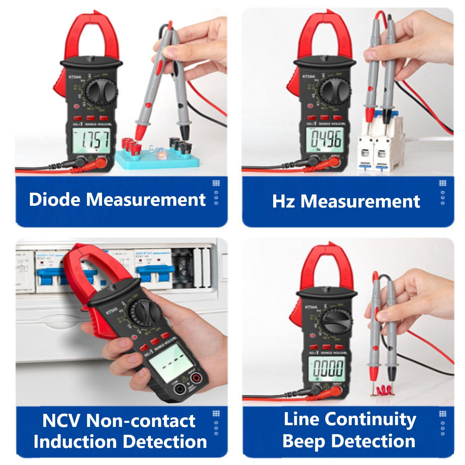 Pecham Digital Clamp Meter, 4000 Counts Multimeter Tester with NCV, Live Wire Detection Amp Ohm Volt Measures AC Current, Electrical Meter with LED Flashlight for Home & Automotive