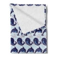 thumbnail image 2 of Whales Soft Flannel Fleece Blanket, Fun Loving Animals Dolphin and Whale Horizontally Arranged Motifs Pattern, Cozy Plush for Indoor and Outdoor Use, 70" x 90", Indigo and Baby Blue, by Ambesonne, 2 of 5
