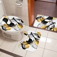 thumbnail image 5 of Gold Black Line Bathroom Rugs Set Metallic Texture Non Slip Absorbent Soft Bath Mats 3 Piece Set with Bathroom Rug, U-Shaped Floor Mat, Toilet Seat Cover Large Size, 5 of 9