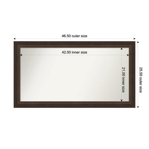 Amanti Art Custom Wall and Bathroom Mirror (25.5 x 46.5 in.), Lara Bronze Frame
