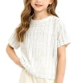 thumbnail image 6 of Zpanxa Kids Shirts Smocked Crew Neck Short Sleeve Solid Color Lightweight Breathable Summer Casual Tee, 6 of 7