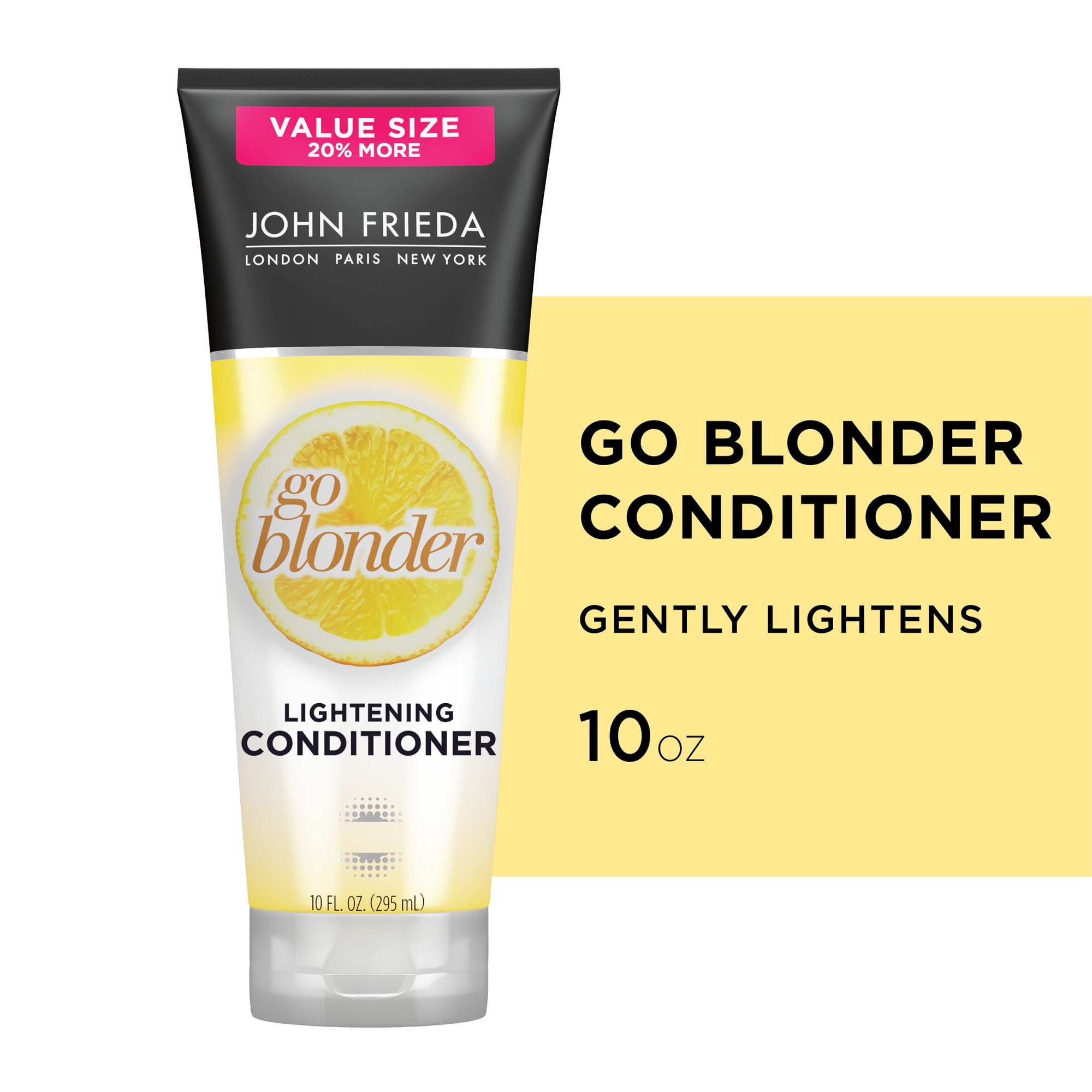 John Frieda Go Blonder Lightening Conditioner, Salon Quality Conditioner and Tone Enhancer for Color Treated and Natural Blonde, Maintain Healthy Hair, 10 Ounce
