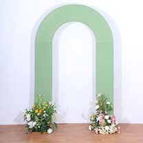BalsaCircle 8 feet Sage Green Fitted Spandex Double Open Arch Backdrop Stand Cover Party Events Decorations Supplies