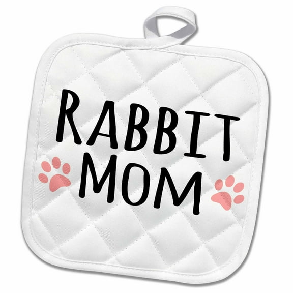 3dRose, Rabbit Mom - for female bunny rabbit lovers and girl pet owners - with girly pink paw prints, 8x8 Potholder