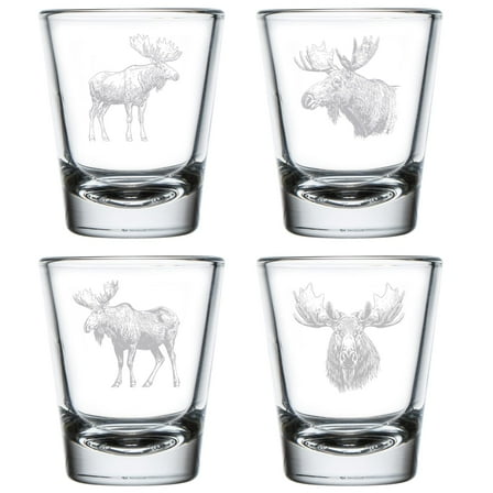 Set of 4 Shot Glasses 1.75oz Shot Glass Gift Moose Collection