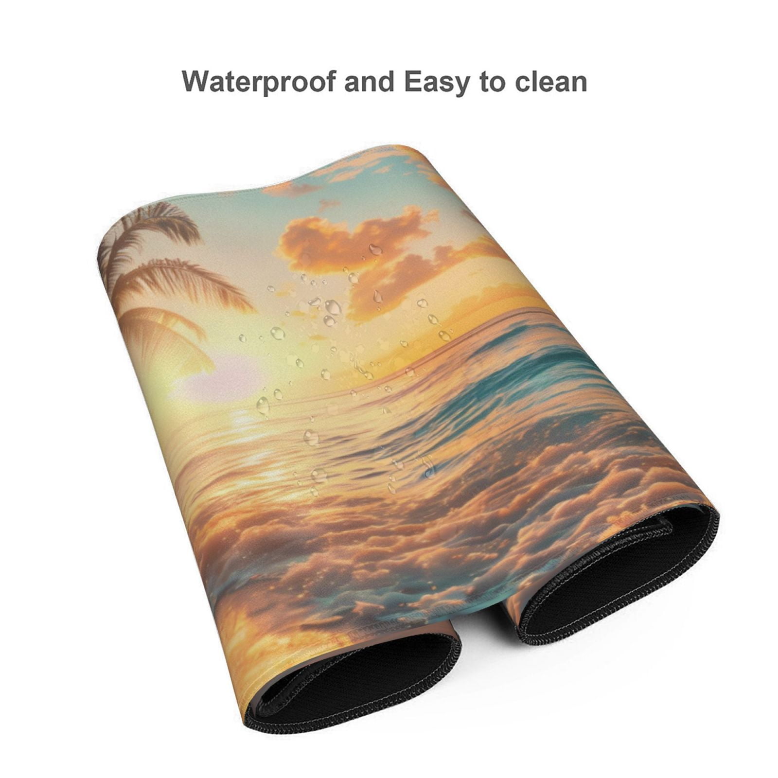 Xecao Tropical Sunset Beach Scene Print Large Mouse Pad, 16x35.5in Mousepad, Professional Non-Slip Rubber Base Big Mouse Pad, Mouse Pad for Gaming & Office Full Desk Mouse Pad