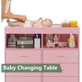 thumbnail image 6 of 6 Drawer Dresser with LED Lights and Built-in Power Outlet, Wide Chest of Drawers with 2 Open Storage Shelves and Mental Drawer Handles, Dresser for Bedroom, 6 of 7