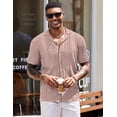thumbnail image 3 of COOFANDY Mens Vintage Short Sleeve Button Up Knitted Polo Shirts Summer Beach Shirt for Big and Tall, 3 of 6