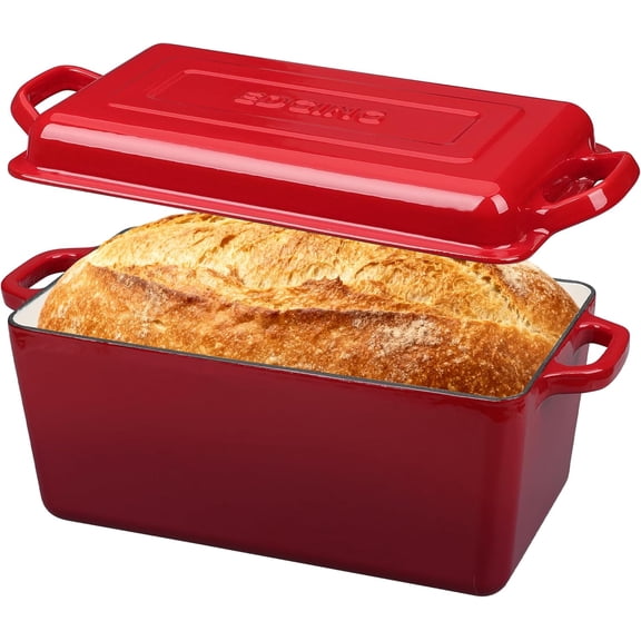Enameled Cast Iron Dutch Oven, Oblong Bread Oven for Sourdough Bread Baking, Baking Pan, Dual Handles, Oven Safe, 4 Quart, Red$$Home Decor, Kitchen, & Other