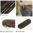 thumbnail image 5 of Luxury Genuine Leather 2 Slots Fountain Pen Case Storage Box Pouch Zipper Around, 5 of 10