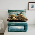 thumbnail image 4 of Sea Turtle Full Bedding Set,Sea Animal Ocean Life Comforter&nbsp;Set Bedroom Decor,Coastal Beach Theme Quilt Bed Set Starfish Seashell Bed Comforter&nbsp;Set 3Pcs, 4 of 6
