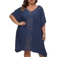 thumbnail image 4 of Bathing Suit Cover Up for Women Plus Size Swimsuit Coverup Summer Loose Beach Cover Up Crochet Design Dress, 4 of 10