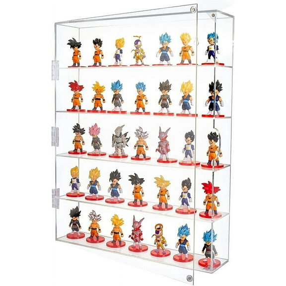 NIUBEE Acrylic Display Case, Clear Display Case Wall Mounted or Desktop Dustproof Display Cabinet Box for Collectibles, Rock, Crystals, Mini Toys, Amiibo (5 Tiers)
