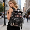 thumbnail image 4 of RRJ Clear Backpack For Study Concert Stadium Security Check, Transparent PVC Backpack Large Capacity Teen Bookbag, Waterproof Lightweight College Rucksack, Approved Carry On Bag For Sports Events, 4 of 6