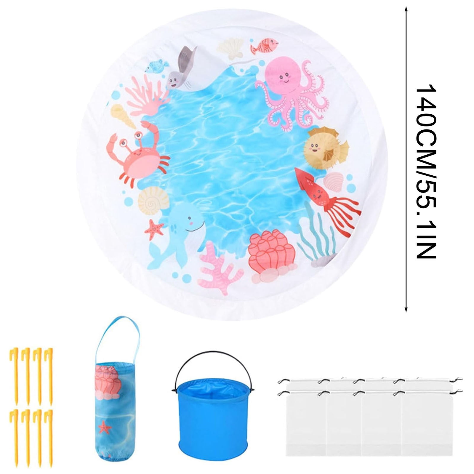 Beach Pool Portable Paddling Pool Beach Mat With Carrying Bag Wading Puddle Pools Water Play Summer Toy For Babies Toddler And Kids