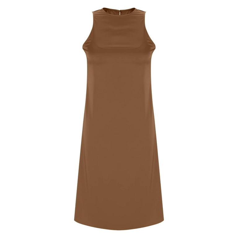 brown dressy dress Brown Round Neck Fit & Flare Midi Dress  Littlebox India
