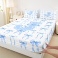 thumbnail image 4 of Manfei Dreamy Blue Bow Bed Sheets For Girls,Letter J Alphabet Initial King Sheets,4-Piece, 4 of 6