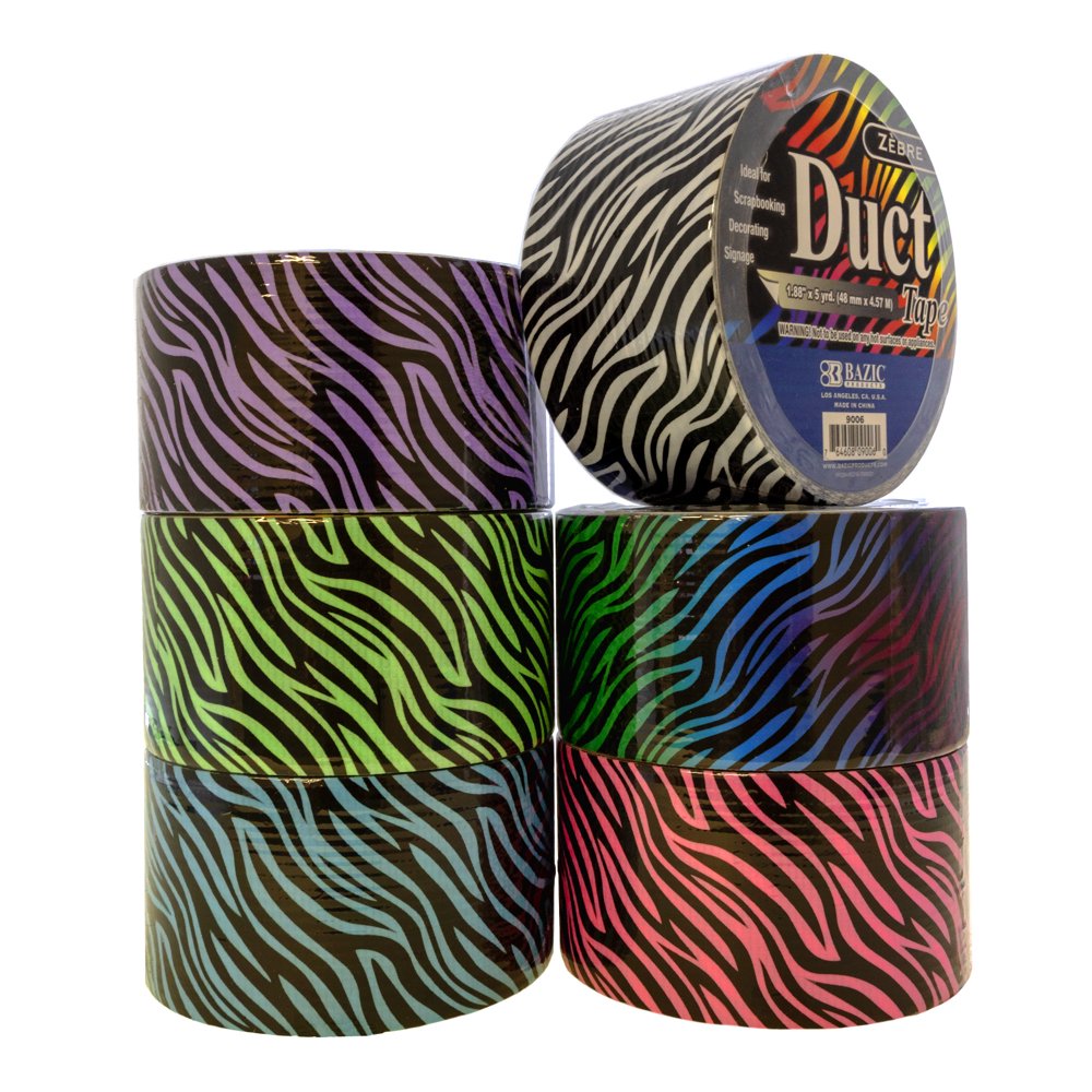 BAZIC Printed Duct Tape Zebra Animal Pattern 1.88" X 5 Yards, Colored