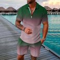 thumbnail image 2 of toraway Ensembles pour Hommes Manches Longues Mode Décontractée Costume Imprimé Rayures Dégradées TTTG, 2 of 4