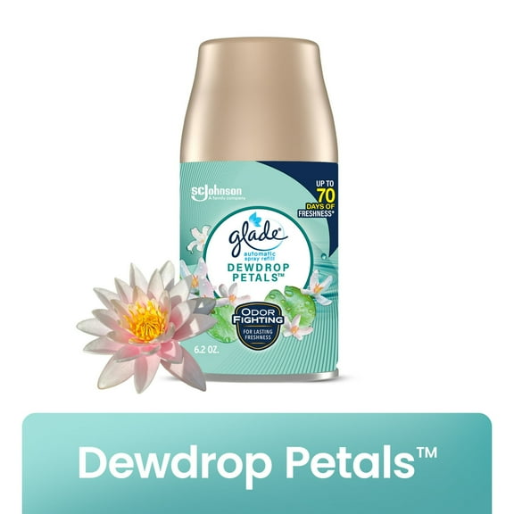 Glade Automatic Spray Air Freshener Refill, Dewdrop Petals, 6.2oz