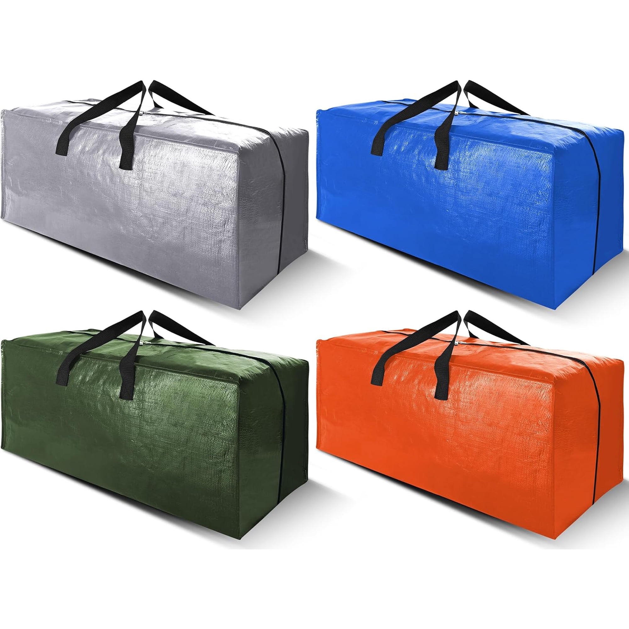 4 Pack Heavy Duty Extra Large Moving Bags with Backpack Straps - Strong Handles & Zippers Storage Totes For Space Saving Fold Flat Alternative to Moving Box (Set of 4 Multicolored)