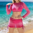 thumbnail image 5 of Pincandy Womens Four Piece Bikini Swimsuit Set Mesh Long Sleeve Cover Up Padded Wireless Stretchy Quick Dry Breathable for Beach Pool Vacation Summer Wear, 5 of 7
