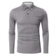 thumbnail image 1 of Camiseta de manga larga informal de color liso con solapa para hombre: 35 % poliéster/65 % algodón, tallas S-XXL, adecuada para el trabajo y las fiestas, 1 of 6