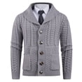 thumbnail image 2 of Men's Shawl Collar Cable Knit Cardigan Sweater Button Front Long Sleeve Jacket, 2 of 6