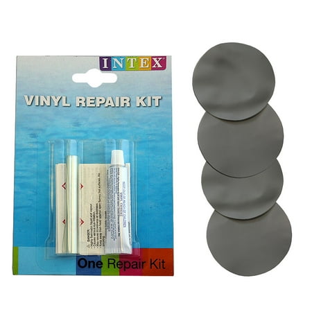 Textured Grey Vinyl Intex Repair Patch Glue Kit for Intex Airbeds Inflatables, Includes 4 round, textured, grey vinyl patches (about 2.5diameter) By hardcore water