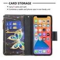 thumbnail image 3 of Compatible with iPhone 13 Case 6.1" (2021), Allytech [9 Card Slots] PU Leather Flip Stand Zipper Pocket Magnetic Closure Detachable Hand Lanyard Purse Protectiver Cover, Big Gold Butterfly, 3 of 3
