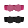 thumbnail image 1 of Cinturones Elásticos de Hebilla de Cuero Sintético Interlock en Forma de 8 para Mujeres 2Pcs Inspire Chic, 1 of 1