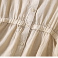 thumbnail image 4 of WREESH Womens Fashion Vintage Button Down Shirt Cotton Linen Solid Casual T-Shirt Short Sleeve V-Neck Sweatshirt Tops Blouse Beige, 4 of 9