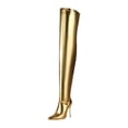 thumbnail image 5 of Womens Thigh High Boots Glitter Leather Pointed Toe Sexy Stiletto Heel Stretch Tall Boots Side Zipper Slim Fit Over the Knee Boots Gold Size 6, 5 of 5