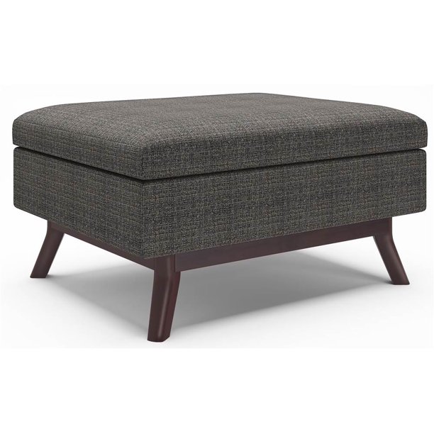 Square Coffee Table Storage Ottoman in Ebony