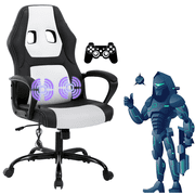 Dkelincs Gaming Chair Massage Computer Chair Ergonomic Video Game Chairs, Adjustable Office Desk Chair with Lumbar Support & Armrest for Teens & Children, White