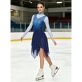 thumbnail image 4 of SiiRoh Women Figure Skating Dress Long Sleeve Gradient Color Dance Competition Party Shiny Rhinestones Dress Blue XL, 4 of 6