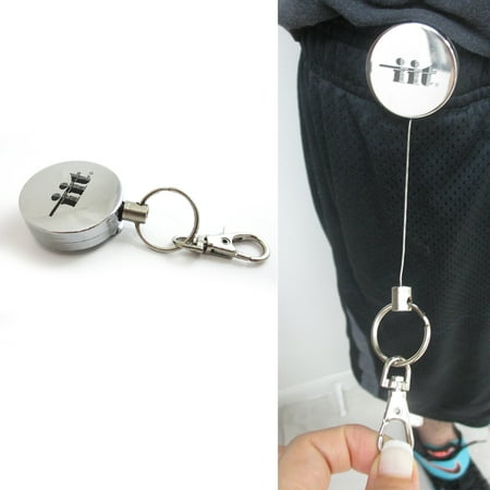 Steel Retractable Key Ring Clip On Pull Chain Id Holder Reel Belt Extends (Best Key Chain Holder)